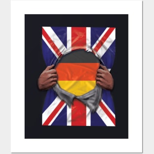 Germany Flag Great Britain Flag Ripped - Gift for German From Germany Posters and Art